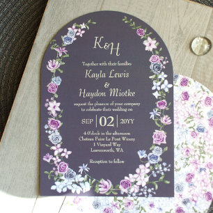 Lila Blue Gray Rose Garden Arches Canopy Wedding Einladung