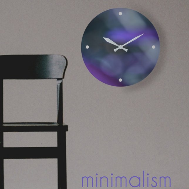 Lila Blue Green Gray Abstrakt Minimalistisch Große Wanduhr (Von Creator hochgeladen)