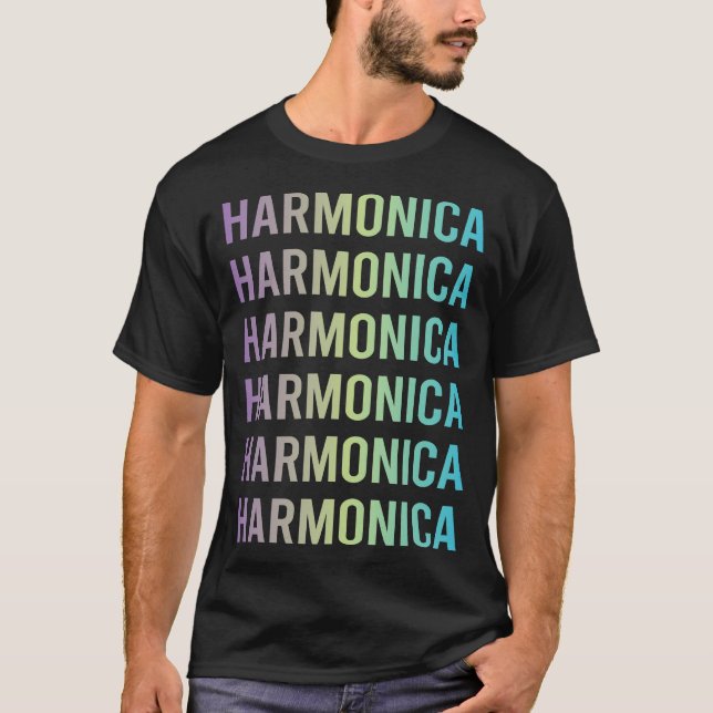 Lila Blue Harmonica Mundorgel T-Shirt (Vorderseite)