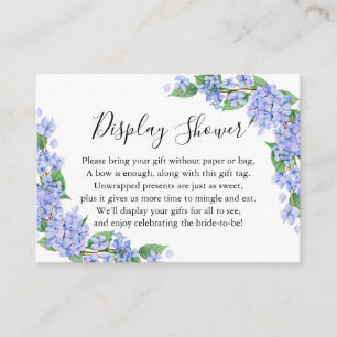 Lila Blue Hydrangeas Display Brautparty Begleitkarte