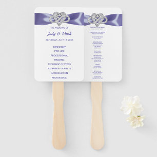 Lila Blue Infinity Heart Wedding Program Fans Fächer