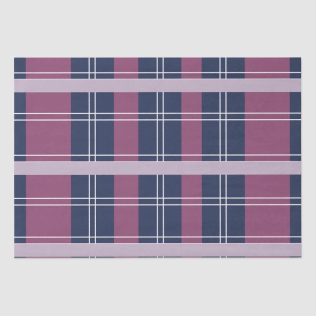 Lila Blue Kariert Tartan Muster Urlaub Seidenpapier (Vorderseite)