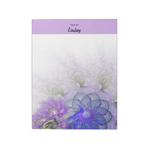 Lila Blue Lacy Abstrakt Blume Custom Notizblock