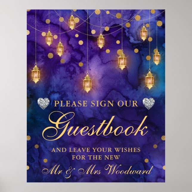 Lila & Blue Lantern Glow Wedbook Poster (Vorne)