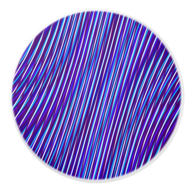 Lila & Blue Lines - Psychedelic, Trippy Stripes Keramikknauf (Vorderseite)