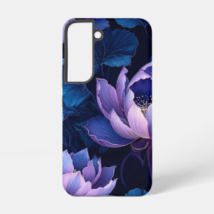 Lila Blue Lotus Dark Floral Phone Case Samsung Galaxy Hülle