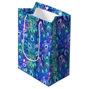 Lila Blue Mint Peacock Feathers Mittlere Geschenktüte