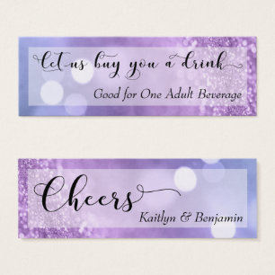 Lila Blue Ombre Glitzer Bokeh Mini Drink Ticket