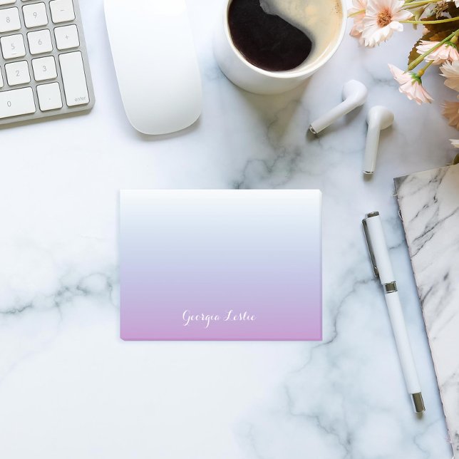 Lila Blue Ombre Gradient Personalisiert Post-it Klebezettel (Von Creator hochgeladen)