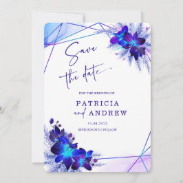 Lila Blue Orchid Wedding Save the Date Einladung
