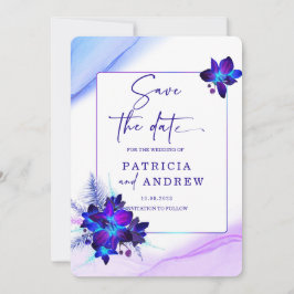 Lila Blue Orchid Wedding Speichern Sie das Datum E Einladung