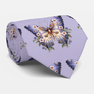 Lila Blue Periwinkle Butterflies Neck TIe Krawatte