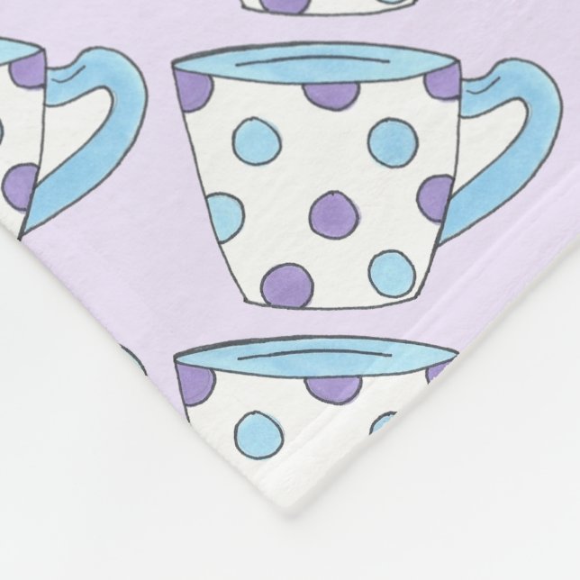 Lila Blue Polka Dot Teacup Tee Party Cups Fleecedecke (Ecke)