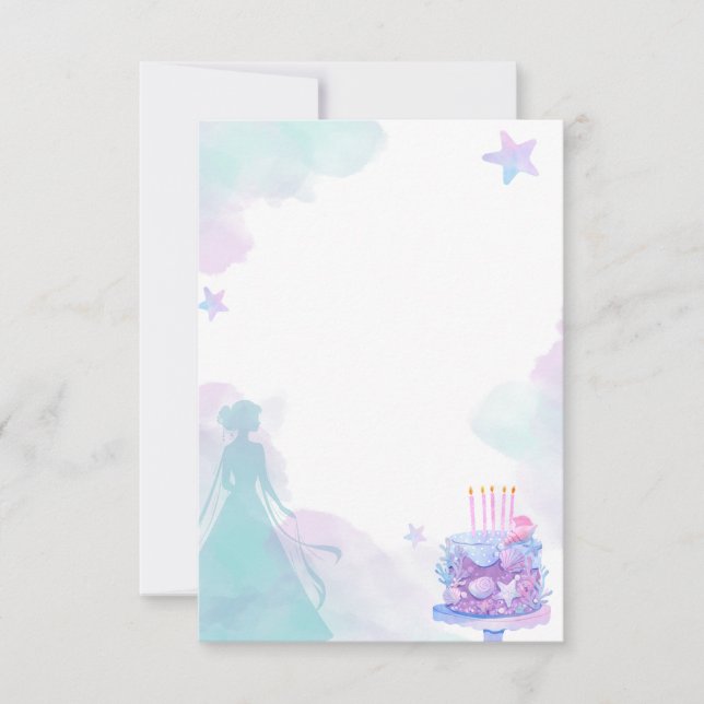 Lila Blue Princess Girl Birthday Party Dankeskarte (Vorderseite)