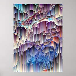 Lila Blue Red Waterfall Rock Abstrakte Kunst, Dich Poster