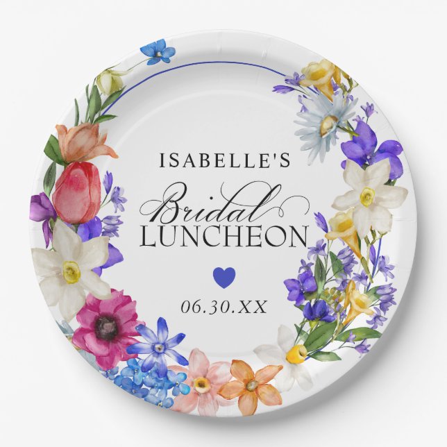 Lila Blue Red Wildblume Bridal Luncheon Dusche Pappteller (Vorderseite)