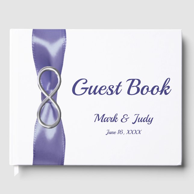 Lila Blue Silver Infinity Wedding Guestbook Gästebuch (Vorderseite)