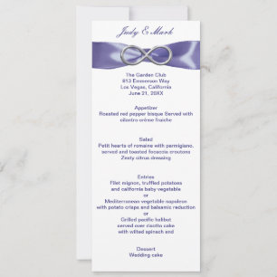 Lila Blue Silver Infinity Wedding Menu Card Einladung