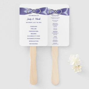 Lila Blue Silver Infinity Wedding Program Fans Fächer