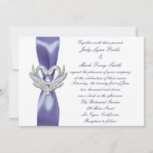 Lila Blue Silver Swans Hochzeitseinladung Einladung