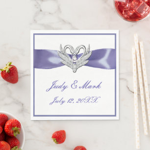 Lila Blue Silver Swans Paper Napkins Serviette