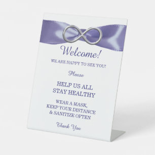 Lila Blue Silver Unendlichkeit Hochzeitssicherheit Sockelschild