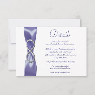 Lila Blue Silver Unfinity Wedding Details Card Einladung