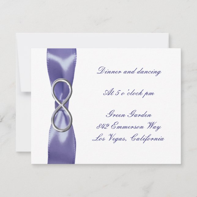 Lila Blue Silver Unfinity Wedding Reception Card (Vorderseite)