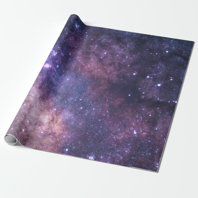 Lila Blue Sky Galaxy Starry Night Stars Modern Geschenkpapier (Ungerollt)