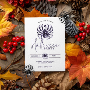 Lila Blue Spooky Spider Halloween-Party Einladung