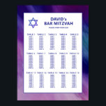 Lila Blue Star David Bar Mitzvah Seekarte Poster<br><div class="desc">Schöne religiöse jüdische Bar oder Bat Mitzvah Sitzkarte. Modernes und dennoch elegantes Aquarelldesign in marineblau-lila Farben. White Star von David in mittleren modernen Drehbüchern. 'Wird an die TORAH als Bar Mitzvah gerufen'. Präfekt für den 13-jährigen Sohn,  Junge. Einfach zu bearbeiten - einfach Ihre Informationen / Text hinzufügen.</div>