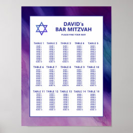 Lila Blue Star David Bar Mitzvah Seekarte Poster