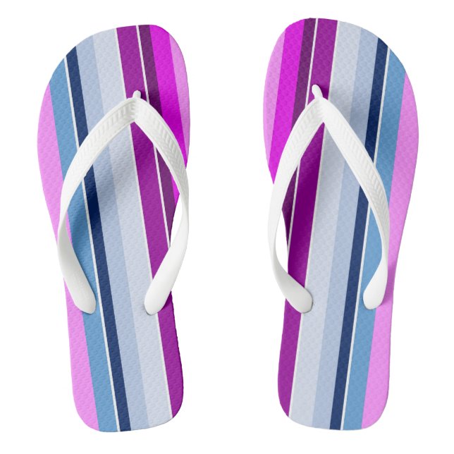 LILA BLUE STRIPTE FLUTFLÖSUNGEN FLIP FLOPS (Fußbett)