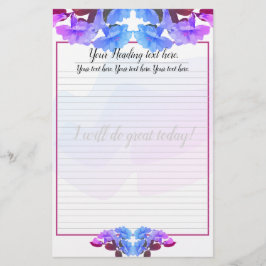 Lila Blue Trumpet-Blume Lined Writing Paper Briefpapier
