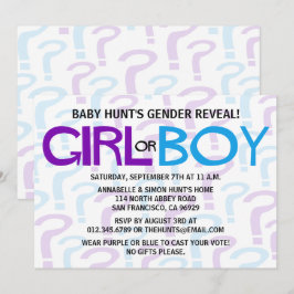 Lila-Blue-Typografie-Gender-Reveal-Party Einladung