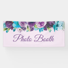 Lila Blue Watercolor Floral Foto Booth Banner