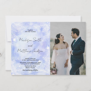 Lila Blue Wedding Einladungen mit Foto