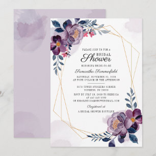Lila Blues Blush Botanisches Script-Brautparty