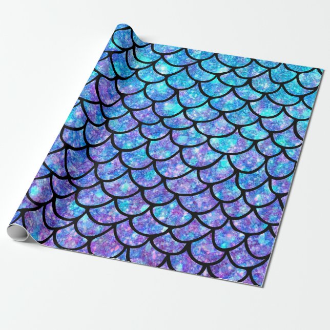 Lila & Blues Mermaid Scales Geschenkpapier (Ungerollt)