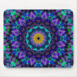 Lila Blues Sunflower Geometric Art Mousepad