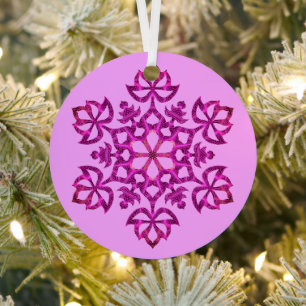 Lila Blüh Mandala Boho Geschenk Tag / Ornament Aus Metall
