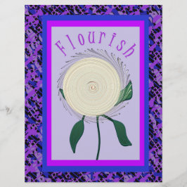 Lila blühende Blumen-Massen-Scrapbook-Papier-Seite Flyer