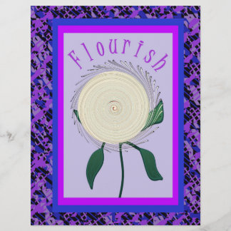 Lila blühende Blumen-Massen-Scrapbook-Papier-Seite Flyer