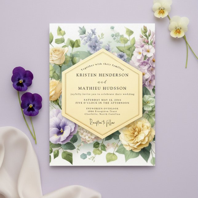 Lila blühende Hochzeit Einladung (Von Creator hochgeladen)