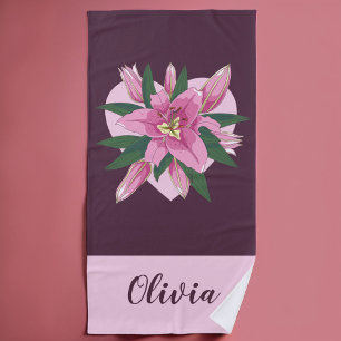 Lila blühendes Lily Sweet Heart Beach Handtuch