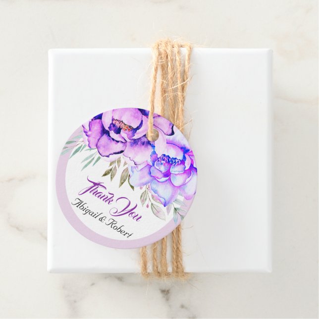 Lila Blume Aquarell Geschenkanhänger (Beispiel)