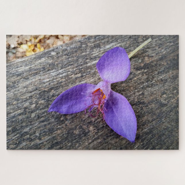 Lila Blume auf einer Bank Puzzle (Horizontal)