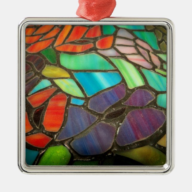 Lila Blume aus Hartglas Silbernes Ornament (Vorne)