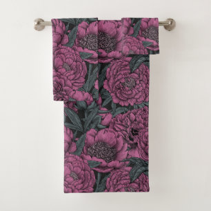 Lila Blume Badhandtuch Set