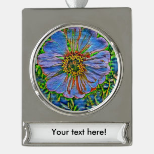 Lila Blume Banner-Ornament Silber